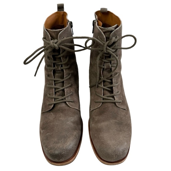 Kork-Ease Catalina Combat Stacked Heel Leather Lace-Up Side Zip Booties Size 10M - Picture 3 of 16